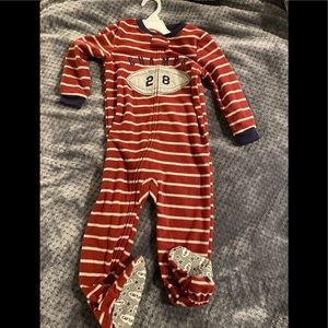 NWOT fleece one piece football pajamas Sz3T
